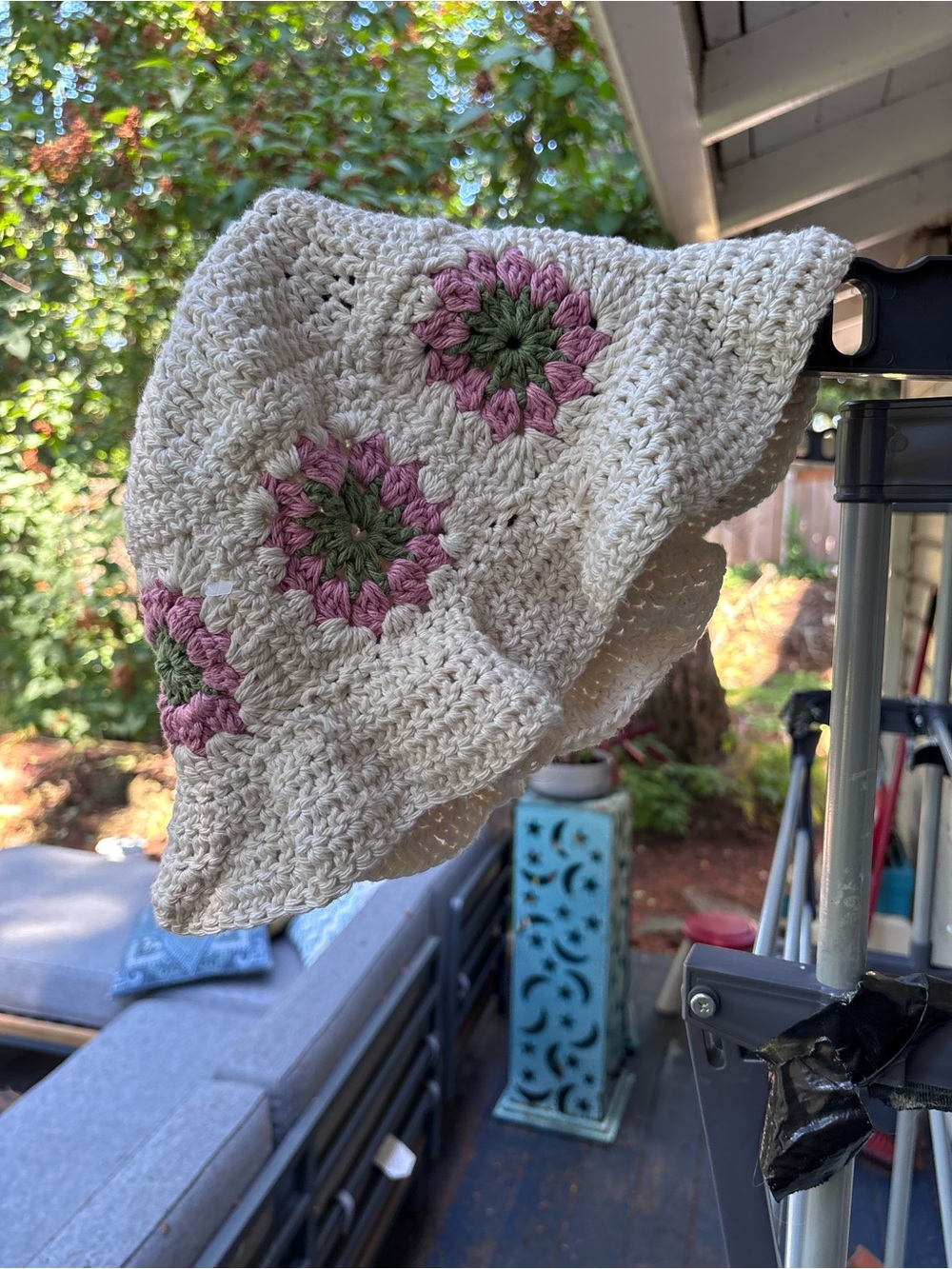 Handmade Crochet Floral Bucket Hat - Picture 3 of 3